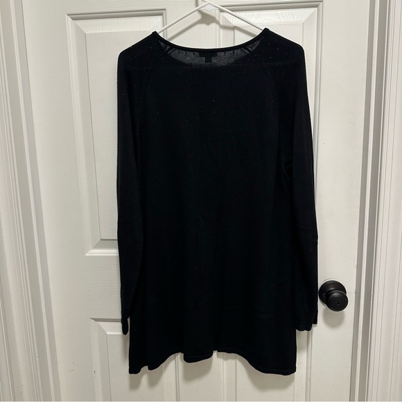 J Jill Top Womens Size L Black Stretch Knit Rhinestone Long Wool Blend Sweater - Picture 2 of 5